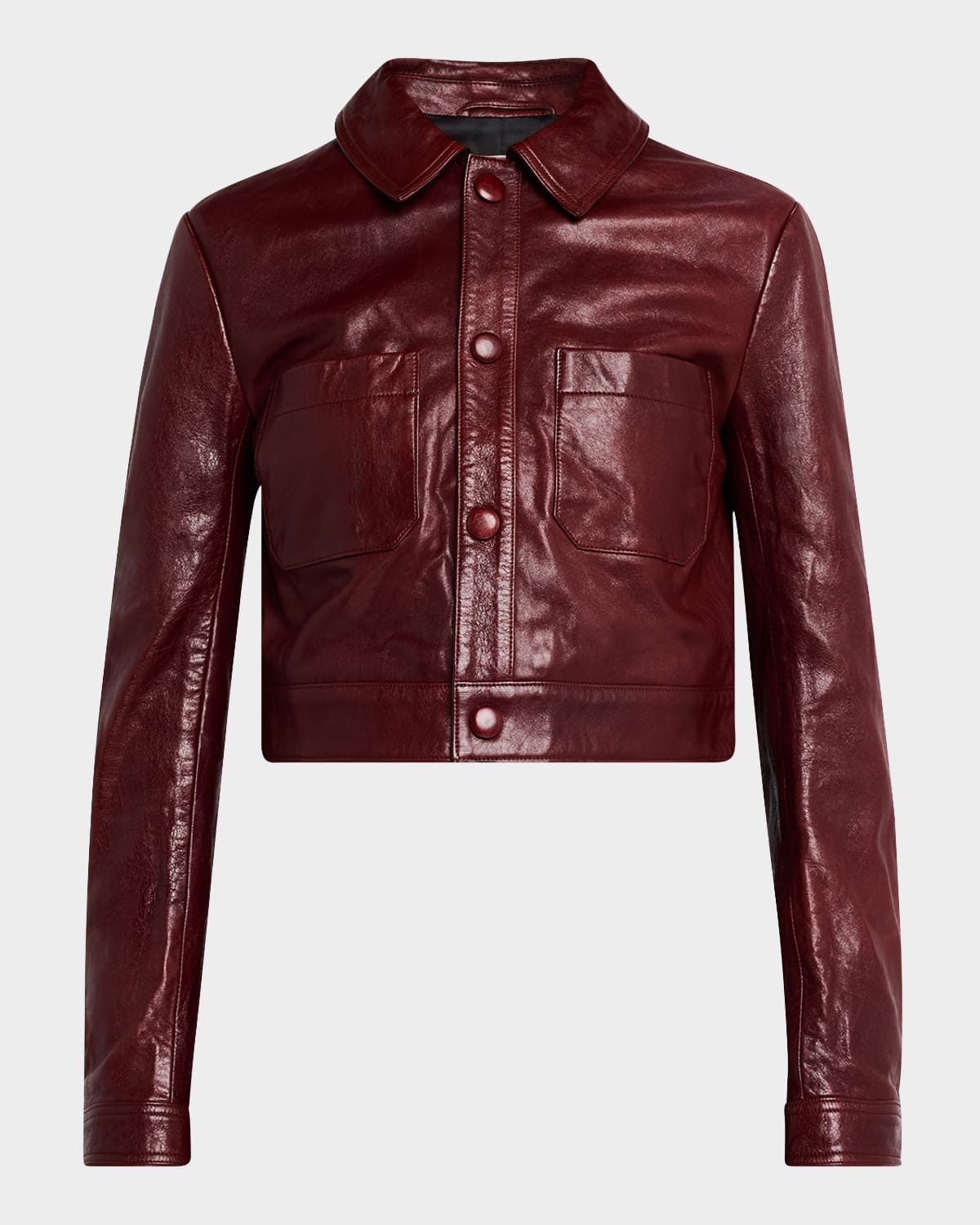 Button-Front Leather Jacket