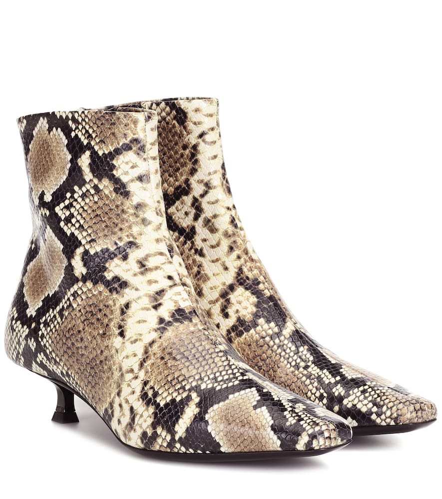 By Far Laura snake-effect leather ankle boots