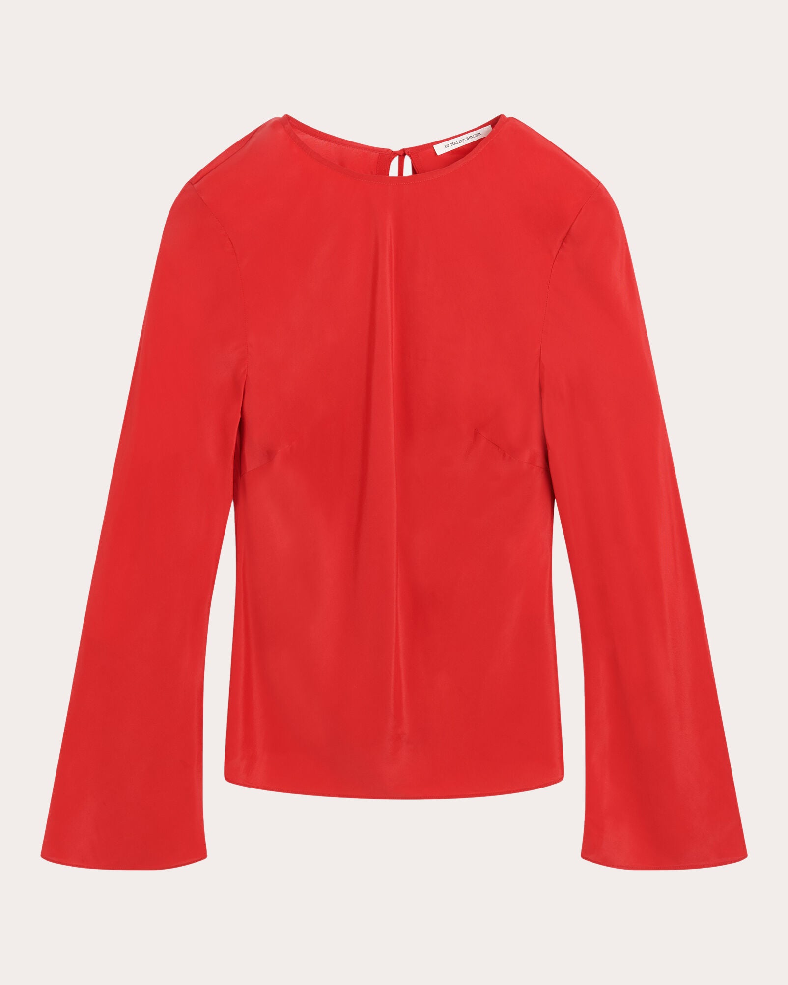 By Malene Birger Women's Priscilla Satin Long-Sleeve Top in Dark Chilli Viscose/Silk