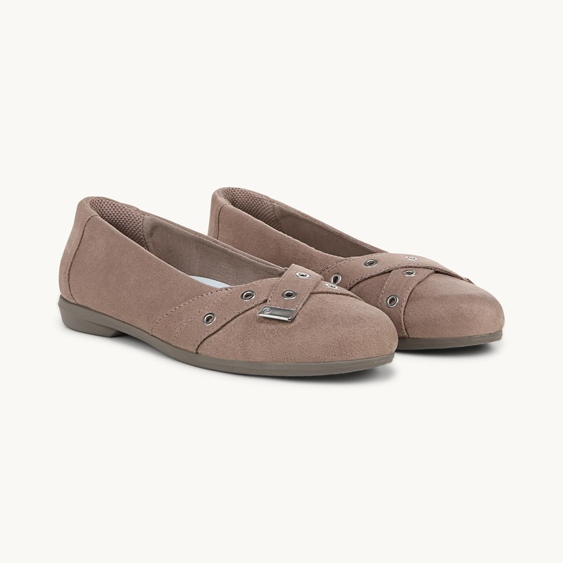 Bzees For LifeStride Kira Ballet Flat Shoes (Latte Microfiber) Fabric 7.5 W