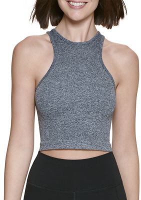 CK Performance Women's Thin Rib High Neck Dropped Armhole Crop Top