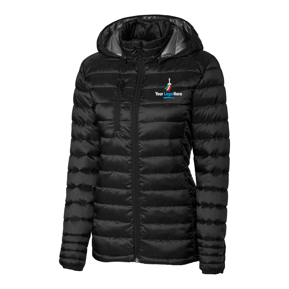 CLIQUE by Cutter & Buck Women's Regular Hudson Puffer Jacket with Hood - Black - L