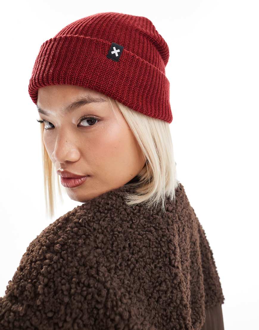 COLLUSION logo beanie in dark red