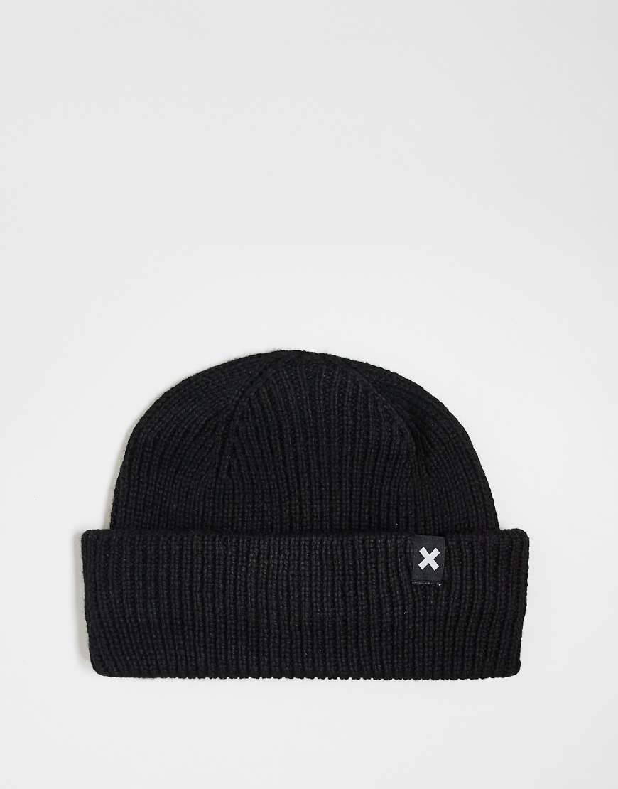 COLLUSION logo fisherman beanie in black