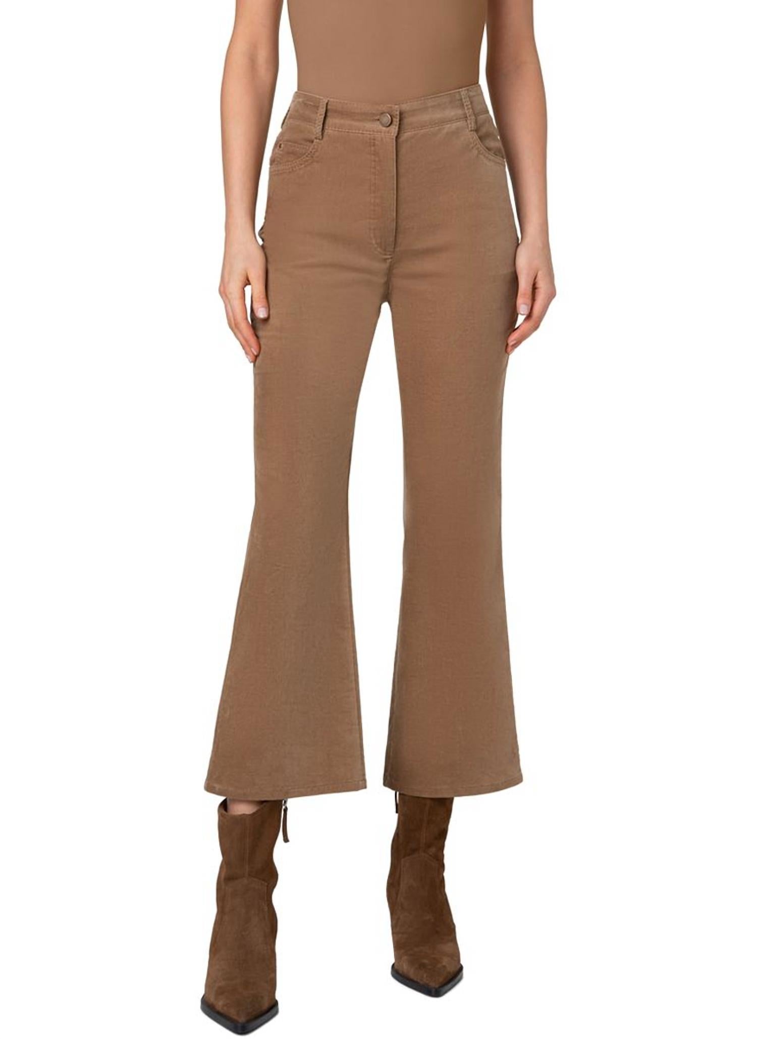 Cali Velvet Ankle Bootcut Pants In Caramel