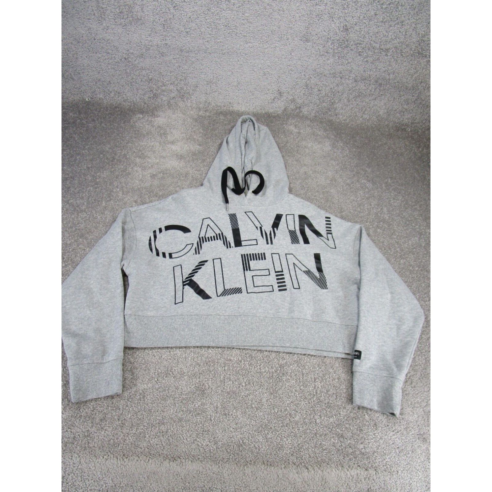 Calvin Klein Sweater Womens Medium Hoody Performance Gray Pullover Cropped in White