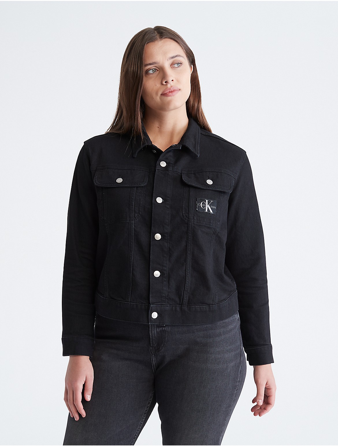 Calvin Klein Women's Plus Size 90s Denim Jacket - Black - 4X