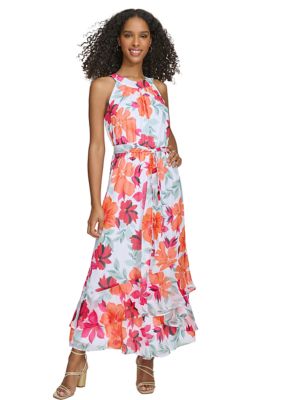 Calvin Klein Women's Sleeveless Halter Neck Floral Printed Dress, 14