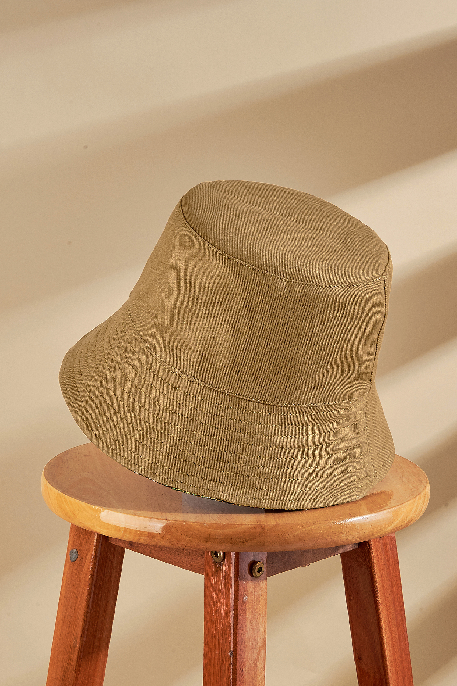 Camel & Floral Reversible Bucket Hat - F