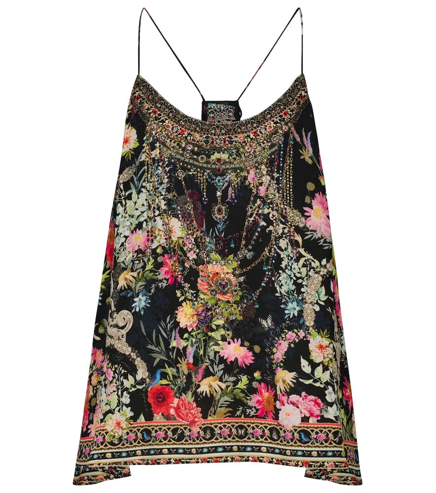 Camilla Embellished printed silk camisole