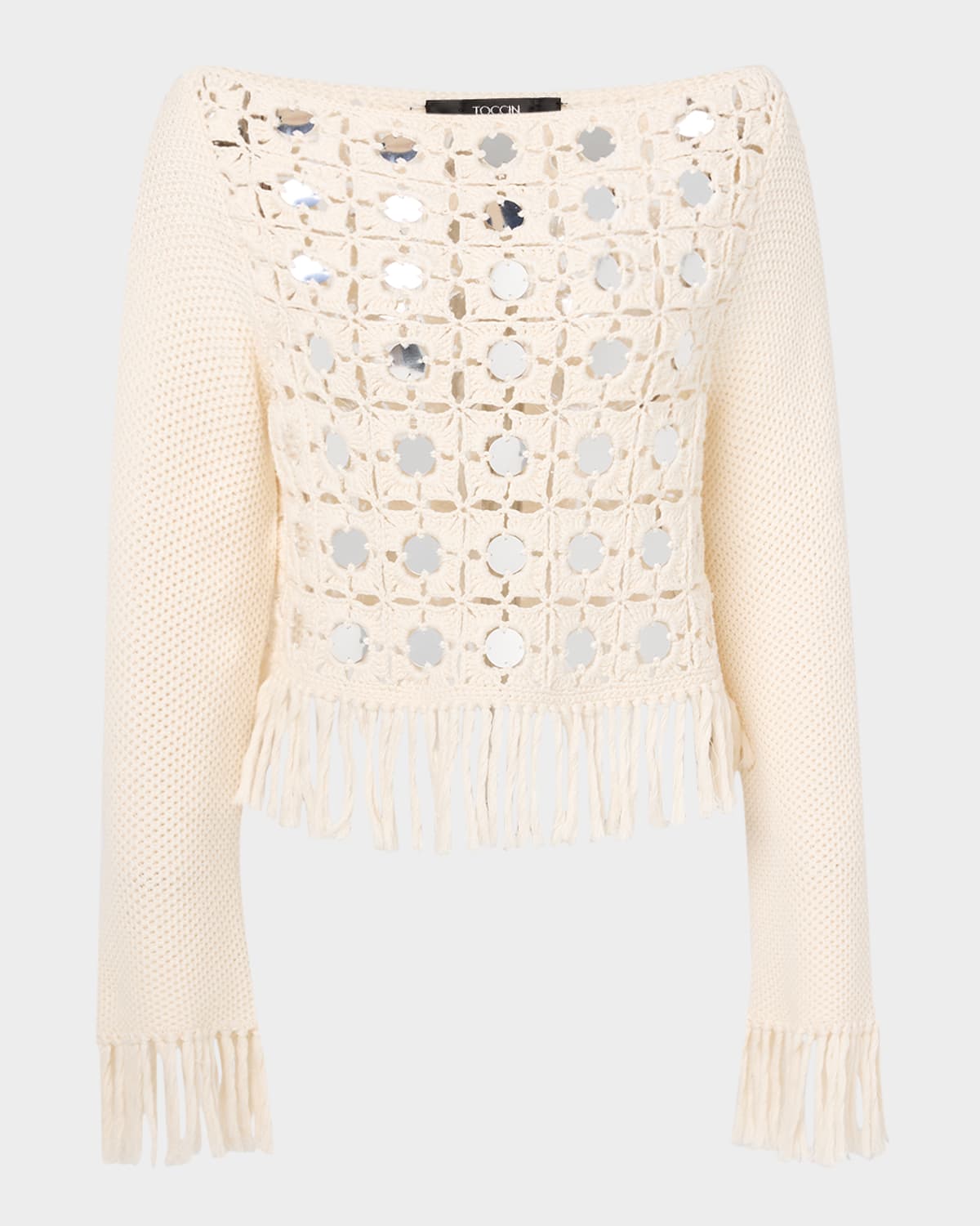 Camilla Mirror Long-Sleeve Fringe Top