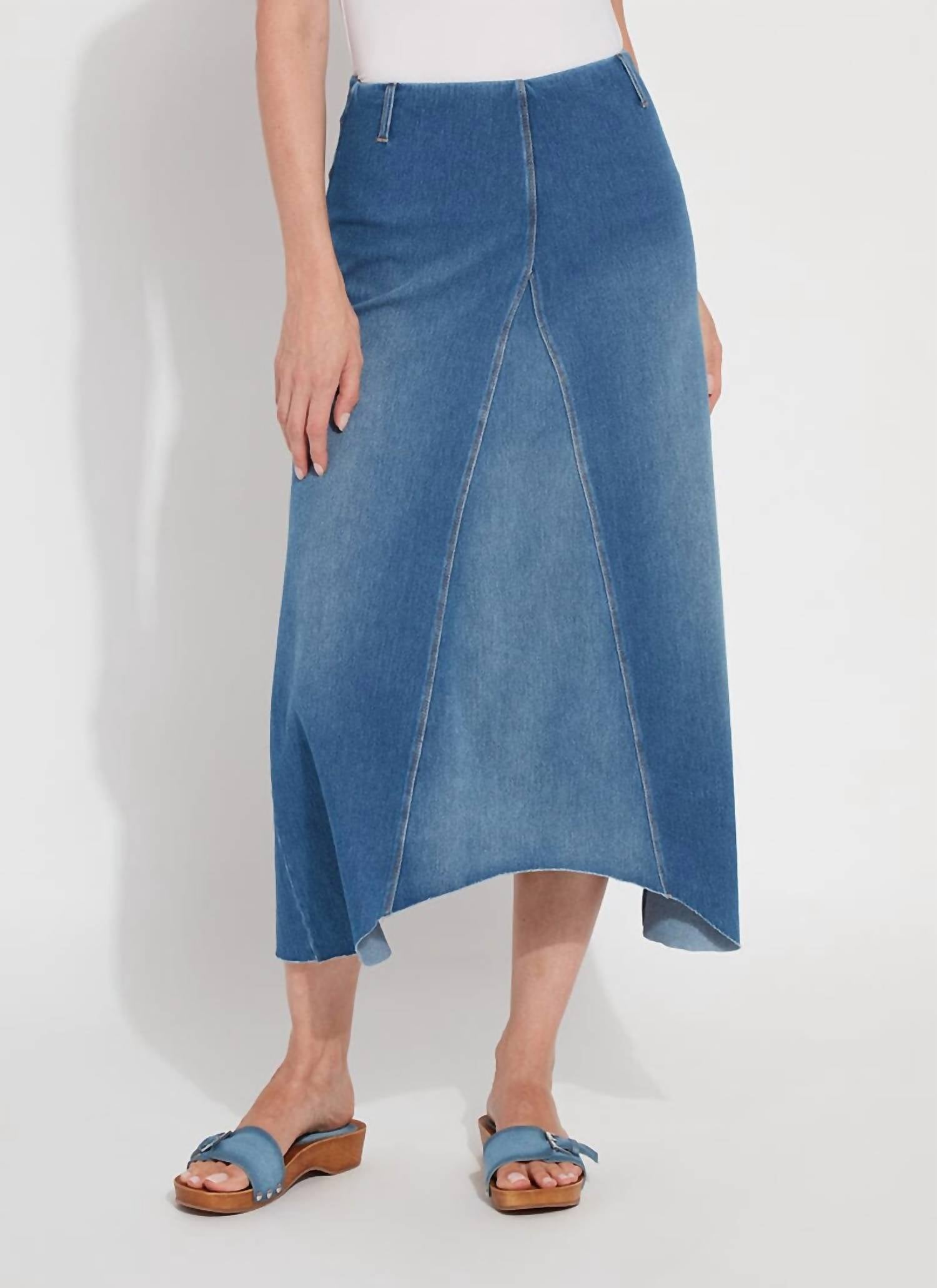 Camille Denim Maxi Skirt In Midwash