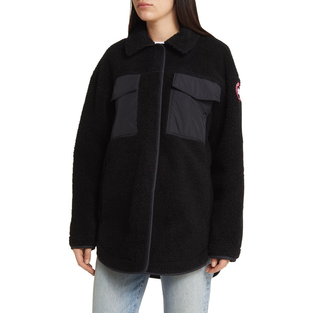 Canada Goose Simcoe High Pile Fleece Shacket in Black - Noir at Nordstrom, Size Small