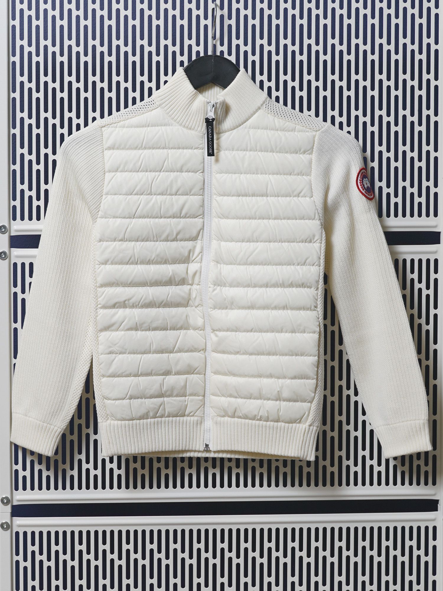 Canada Goose Youth Hybridge Logo Patch Padded Jacket in White, Women's (Size Medium)