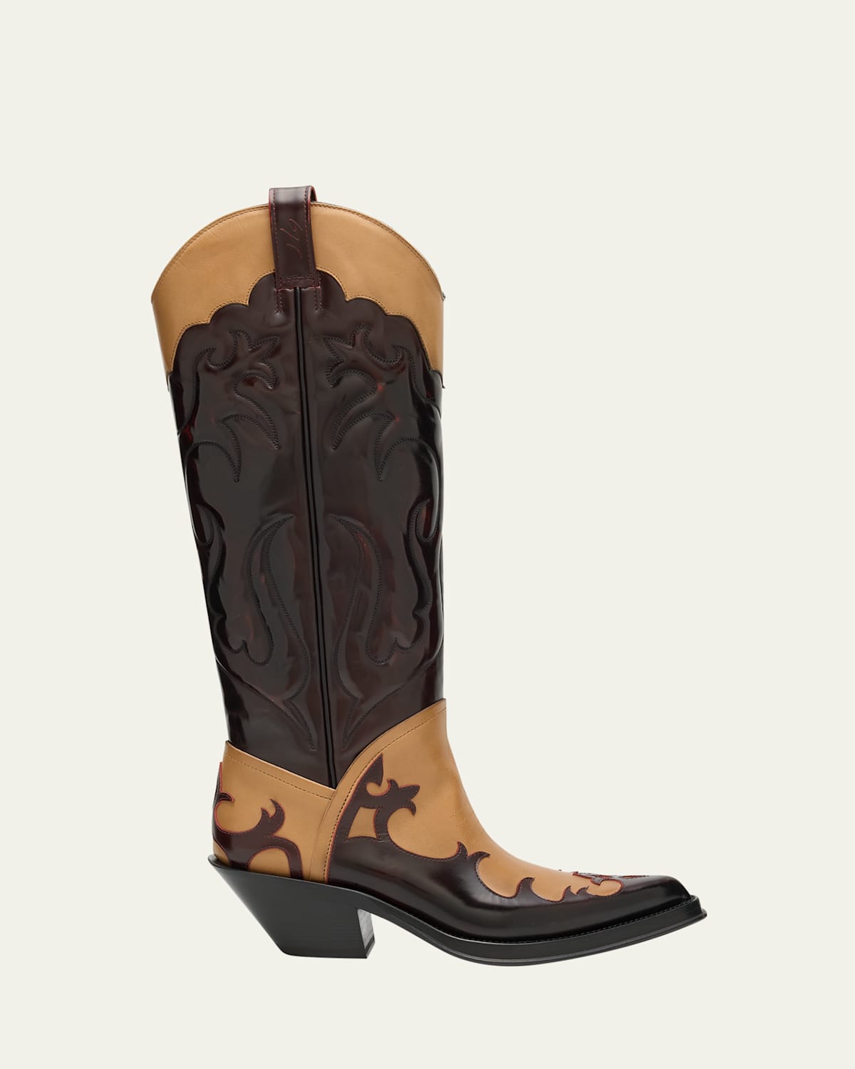 Capitano Tall Bicolor Leather Cowboy Boots