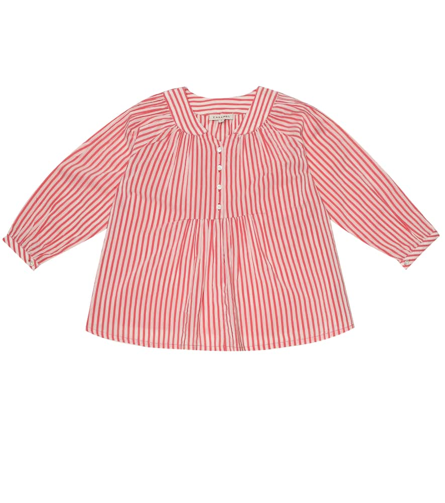 Caramel Victoria striped cotton-blend blouse