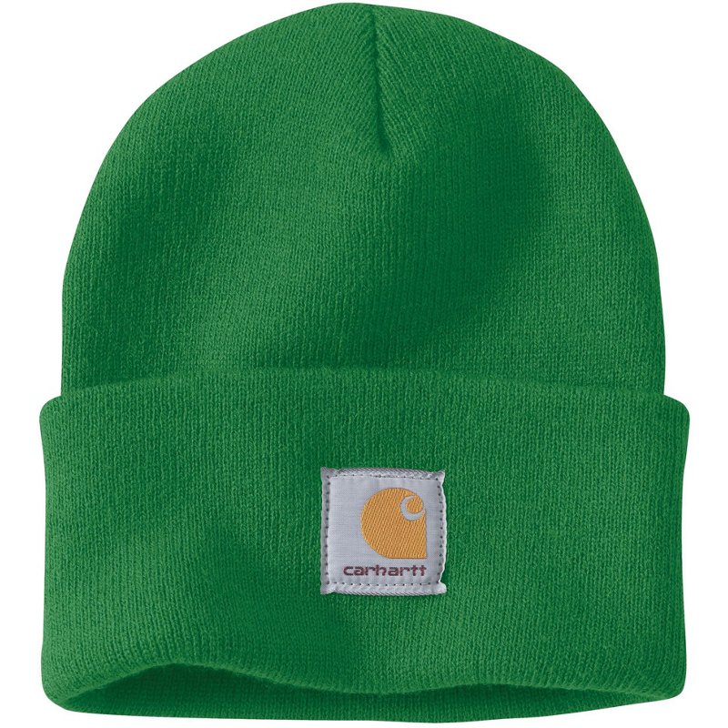 Carhartt Adults A18 Knit Cuffed Beanie Hat Holly Green - Work Headwear/Accessories at Academy Sports