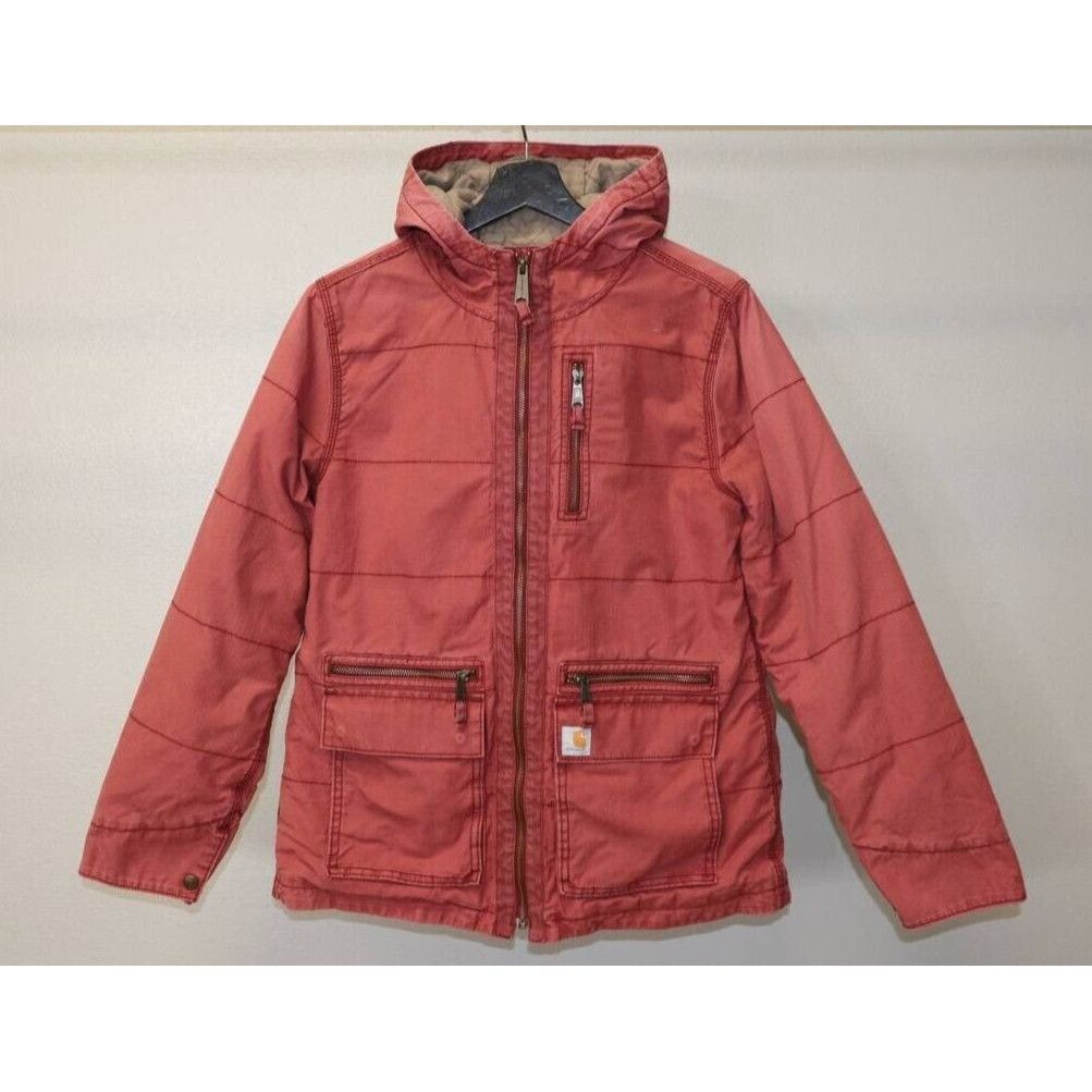 Carhartt Rain Defender Parka Womens Jacket Hooded Quilted S in Red (Size Small)