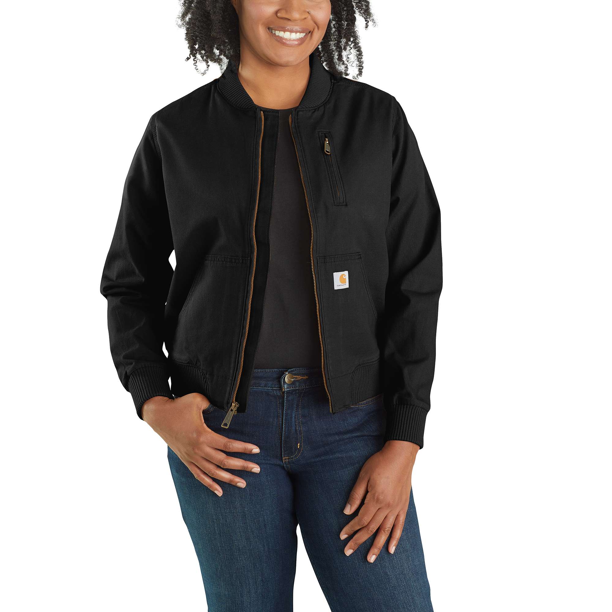 Carhartt Women's Black Medium Weight Canvas Work Jacket (Large) | 102524-001LREG