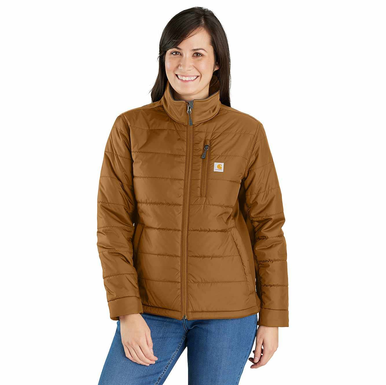 Carhartt Women's Lightweight Puffer Jacket - Relaxed Fit Insulated 2 Warmer Rating | Brown | L