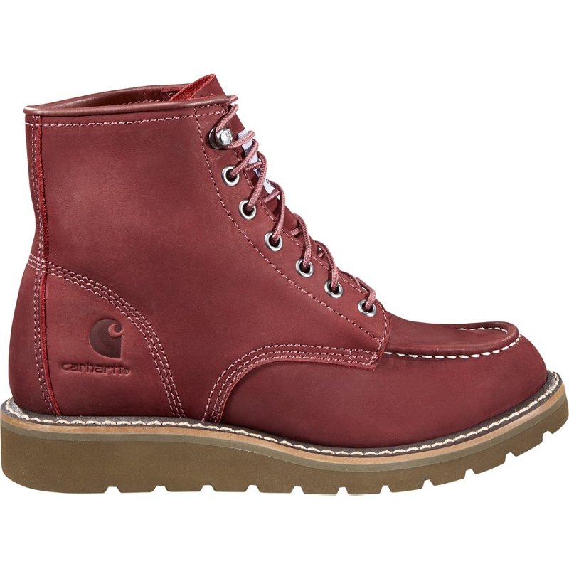 Carhartt Women's Moc Toe 6 in Wedge Boots Red Dark, 11 - Women's Work Boots at Academy Sports