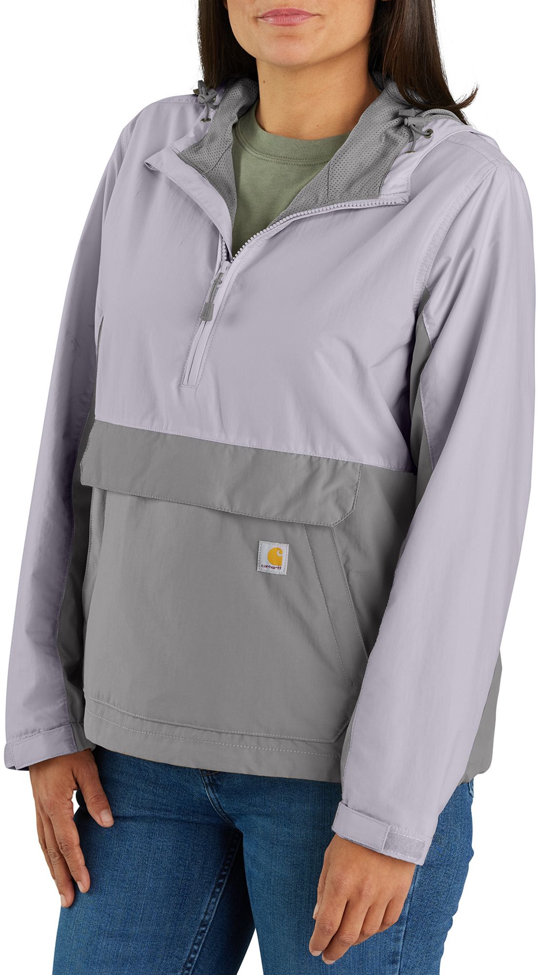 Carhartt Women's Rain Defender Loose-Fit Lightweight Packable Anorak, XS, Lilac Haze/Asphalt