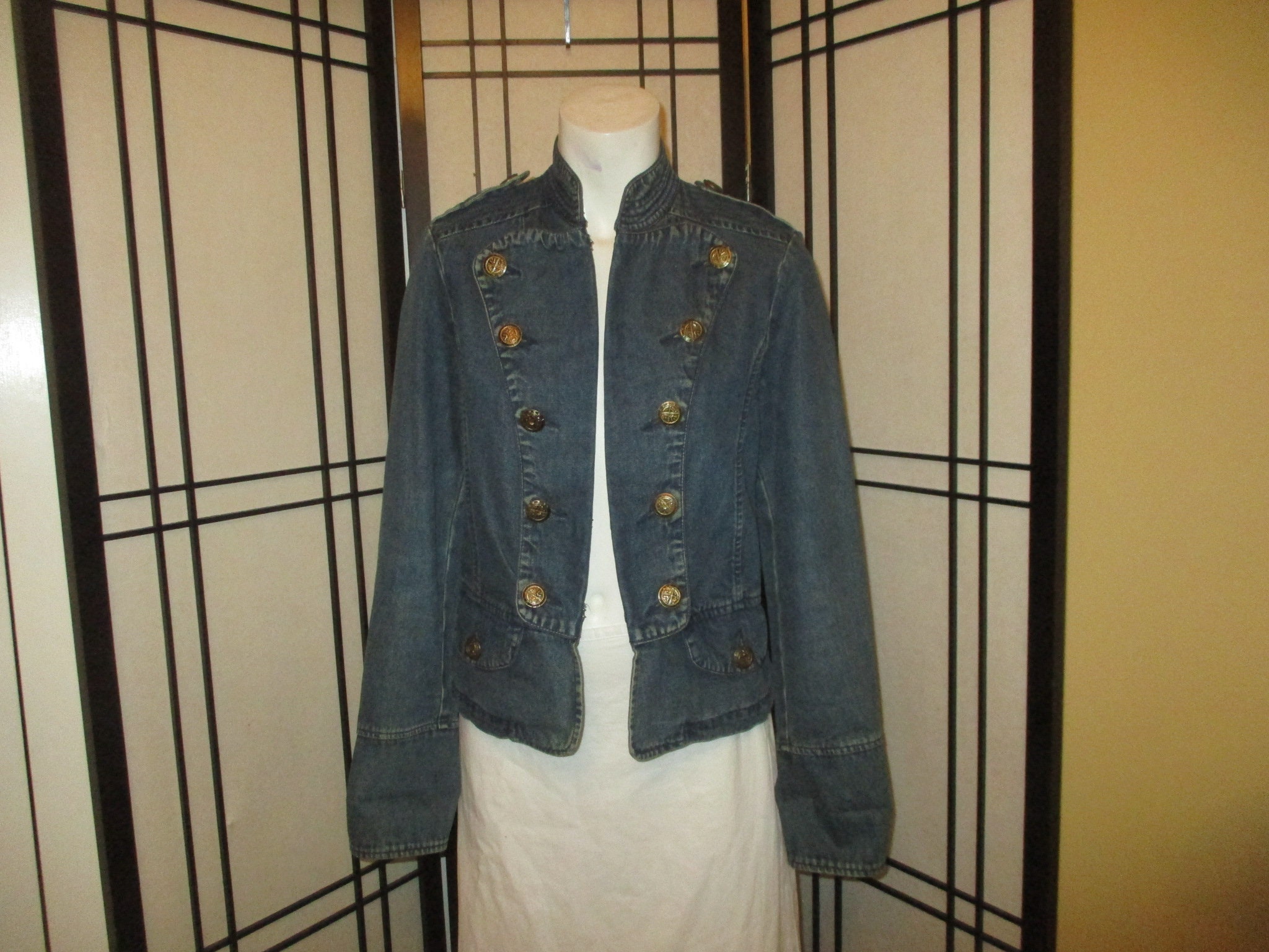 Carole Little Military Style Denim Jacket