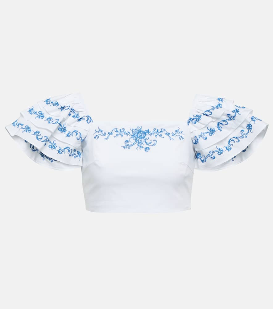 Caroline Constas Delia embroidered crop top