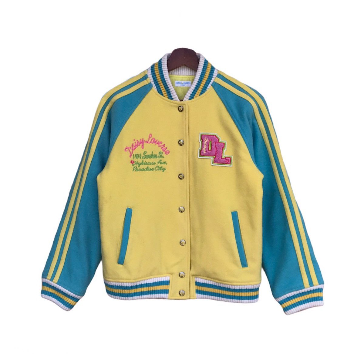 Cashmere Wool x Varsity Jacket Daisy Lovers Varsity Wool Jacket Unisex in Blue, Women's (Size Large)