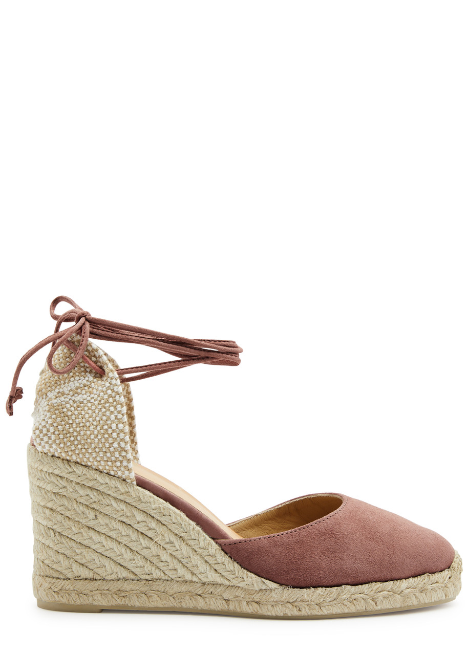 Castaer Carina 80 Suede Wedge Espadrilles - Pink - 37 (IT37/ UK4)