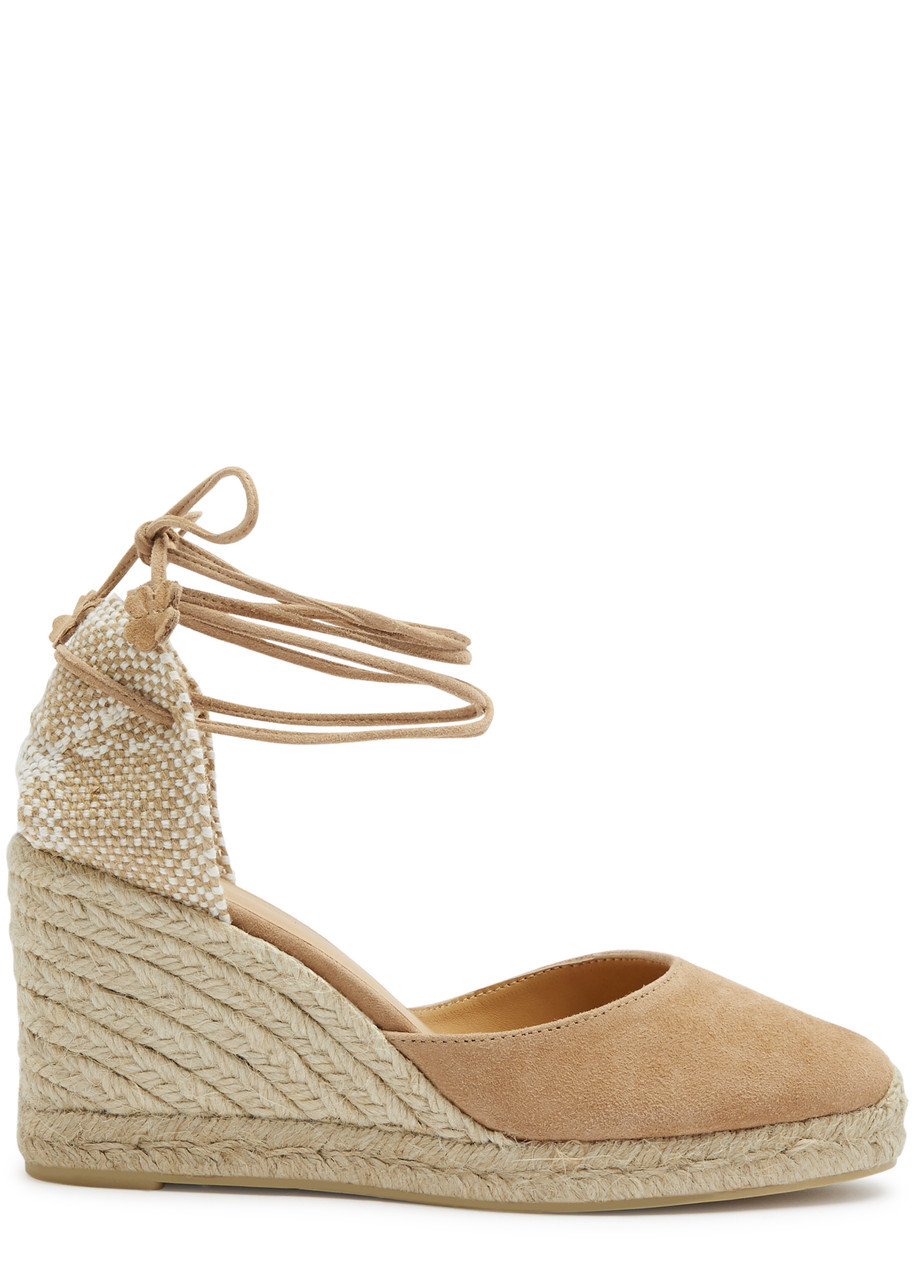 Castaer Carina 80 Suede Wedge Espadrilles - Tan - 8