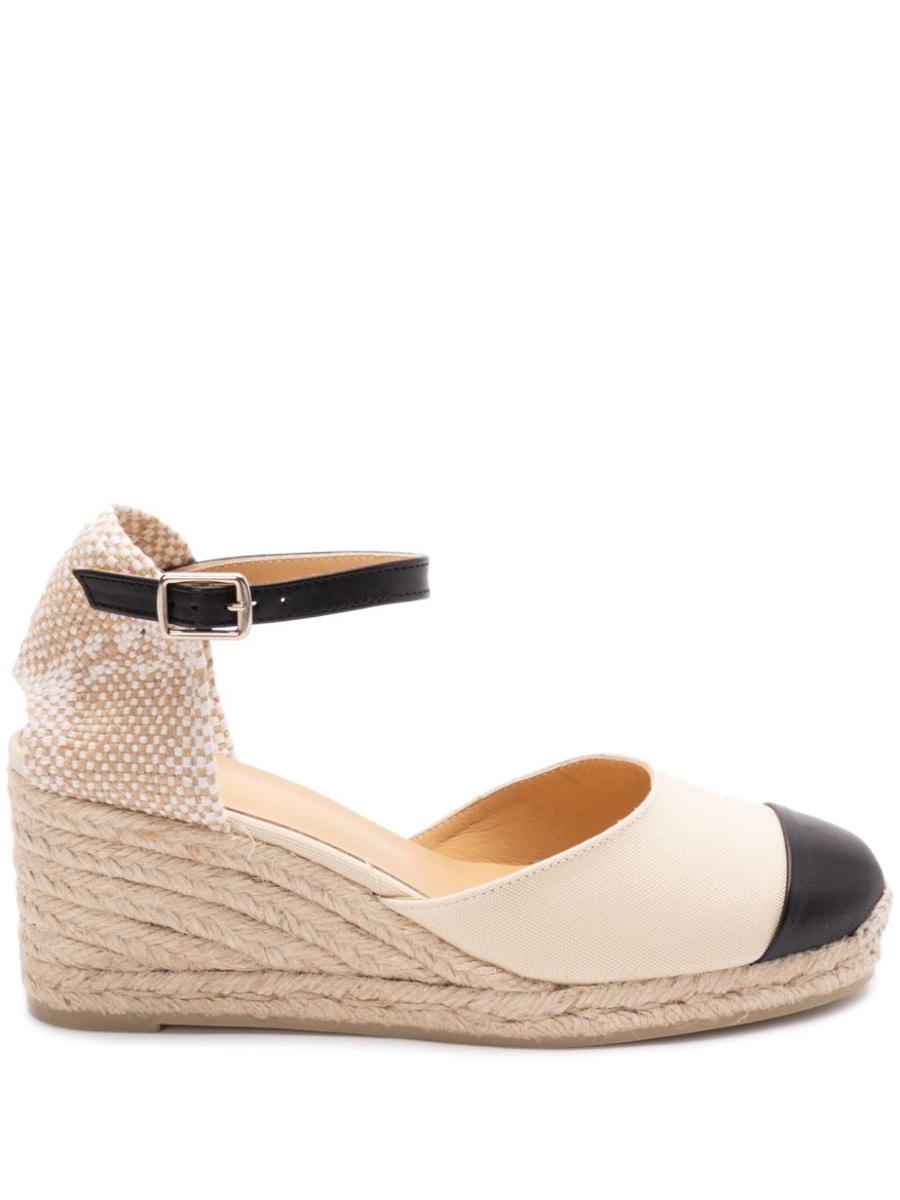 Castañer 'Coraline' White And Black Wedge Espadrilles