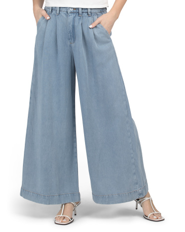 Cavlin Cropped Wide Leg Denim Pants for Women | Lyocell