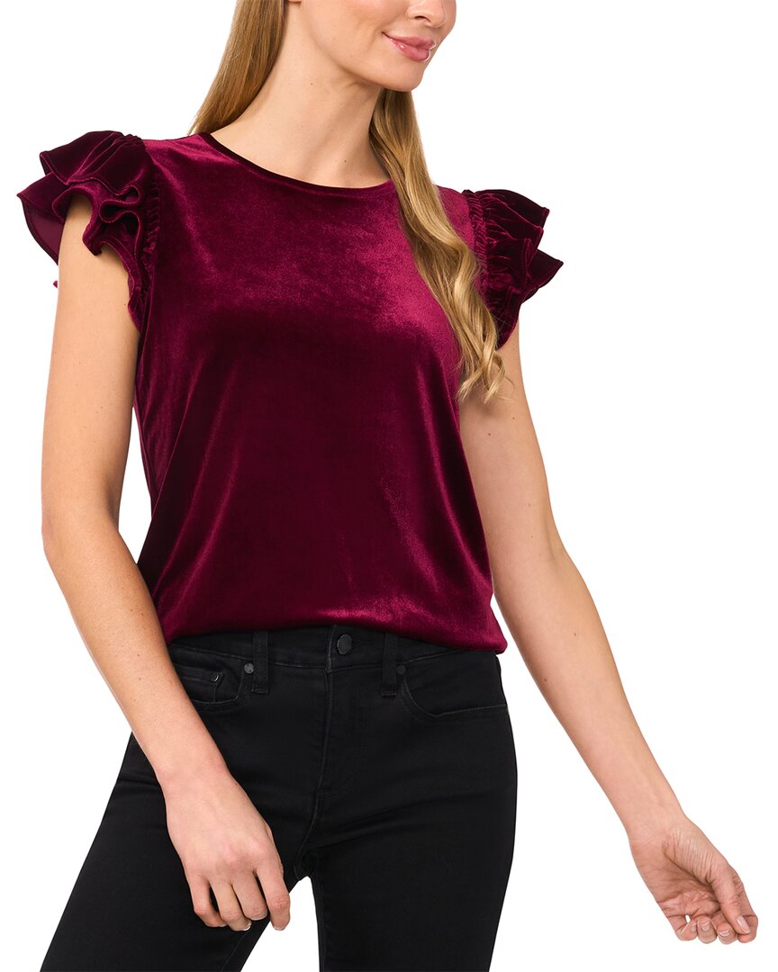 CeCe Double Ruffle Sleeve Knit Top