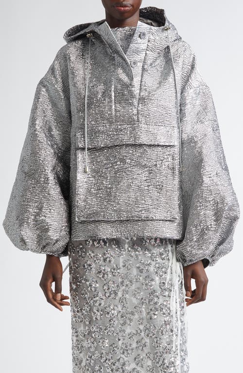 Cecilie Bahnsen Orion Metallic Matelassé Anorak in Silver at Nordstrom, Size 2 Us