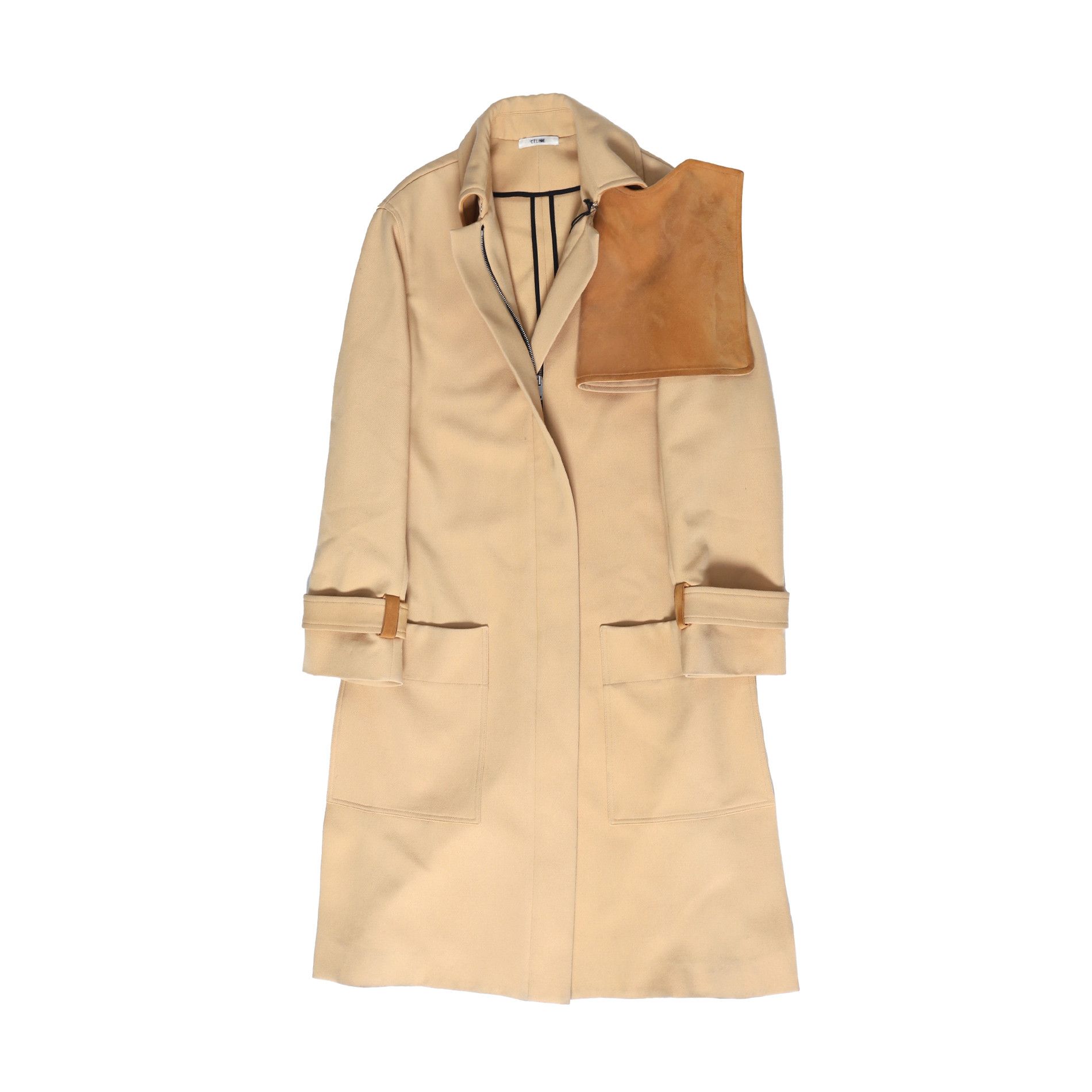 Celine By Phoebe Philo Oversized Suede Storm Flap Trench Coat in Camel, Women's (Size XS)