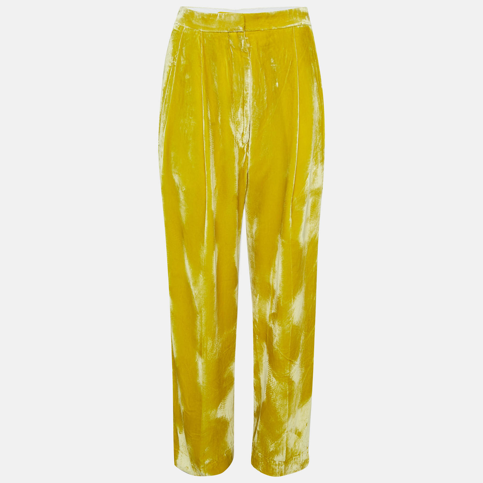 Celine Yellow Velvet Wide-leg Pants M