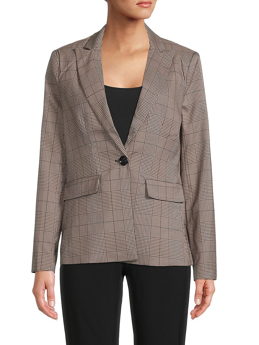 Central Park West Women's Check Blazer - Brown - Size XS