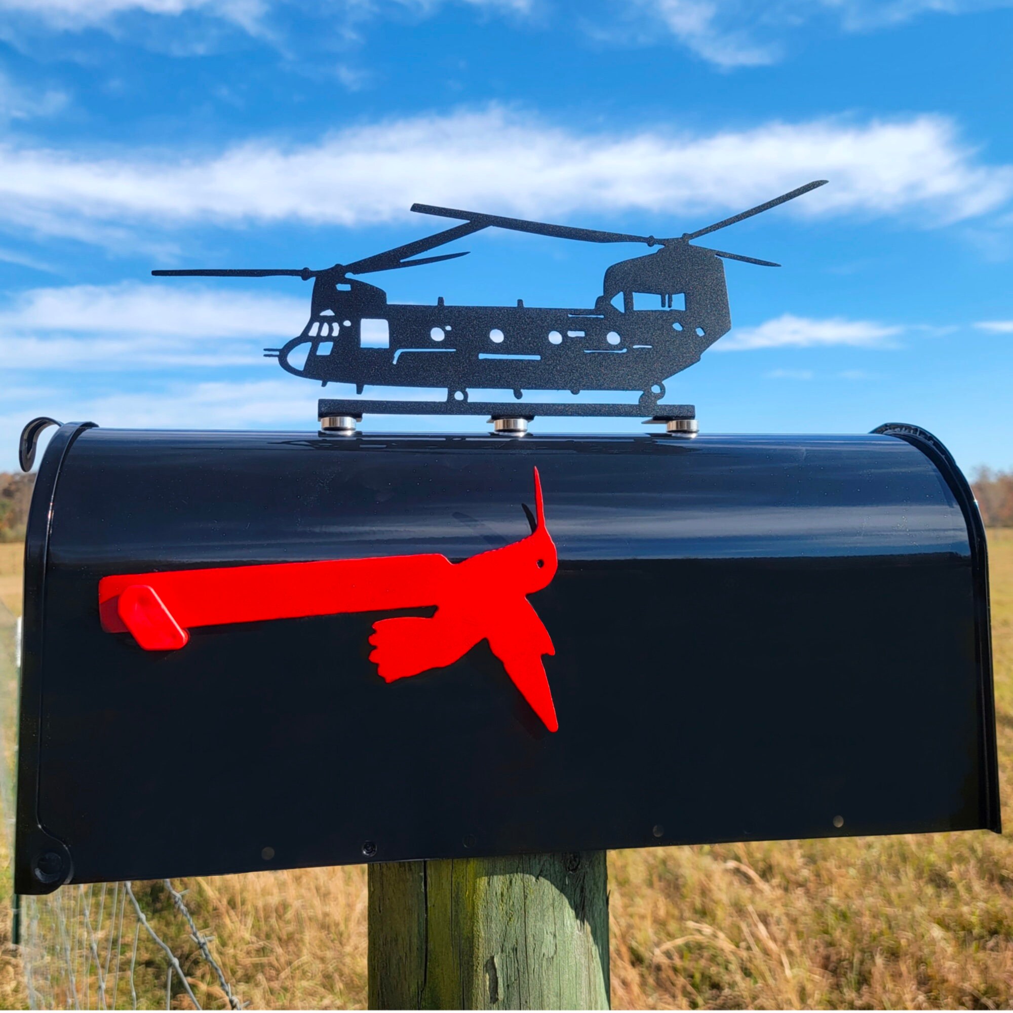 Ch-47 Chinook Mailbox Topper, Powder Coated, Army Aviation, Helicopters, Military, Helicopters