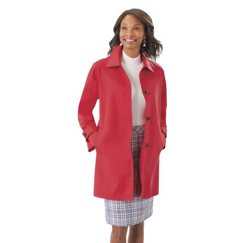 Chadwicks Classic Raincoat, Water Repellant Fully Lined Button Front Pockets, Size Small in Red - 100% Polyester