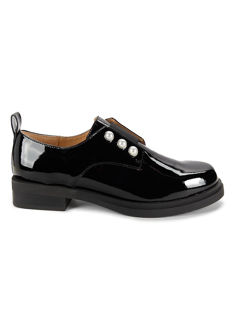 Charles David Women's Faux Pearl Patent Leather Loafers - Black - Size 6