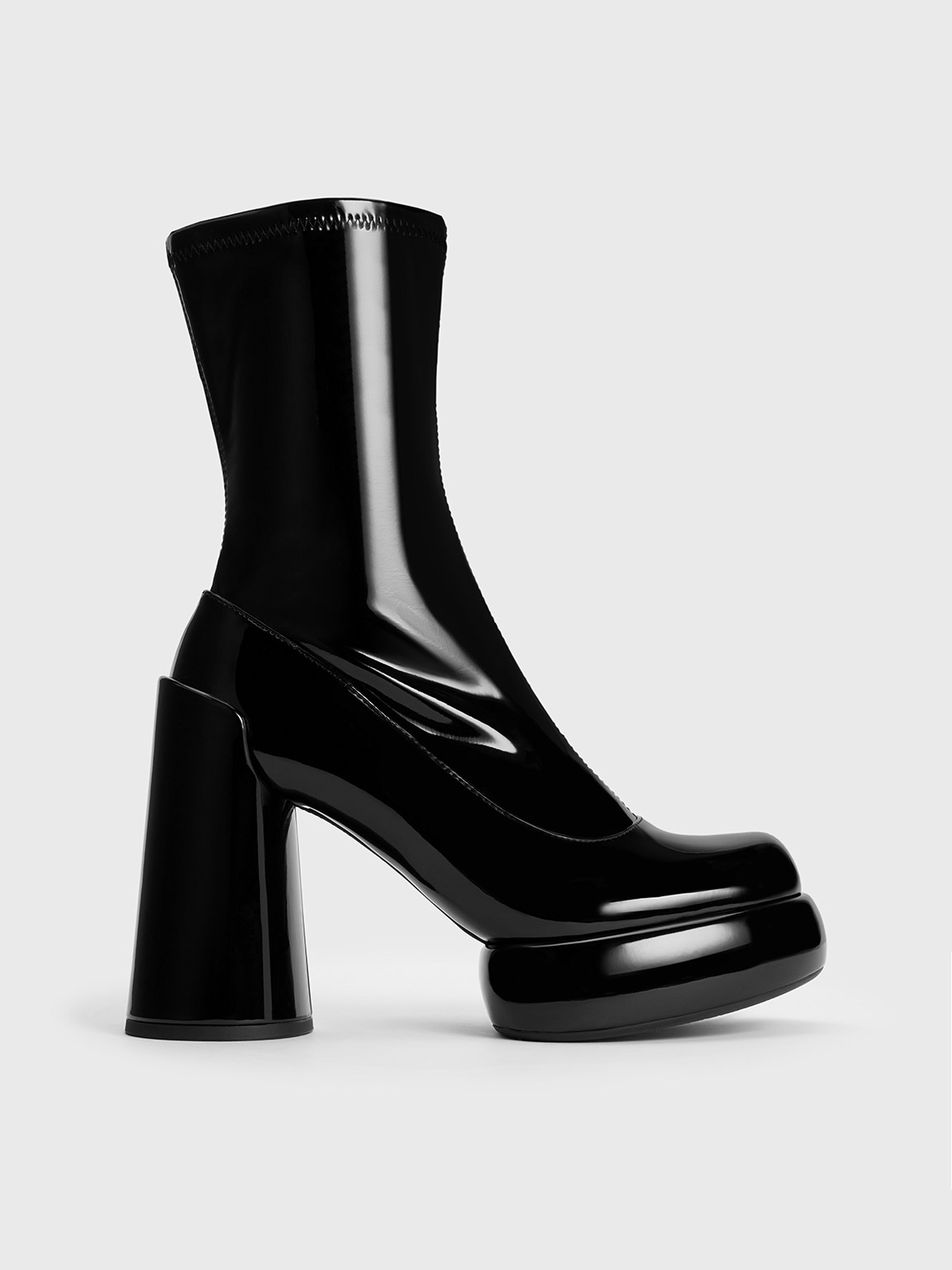 Charles & Keith - Darcy Patent Platform Ankle Boots