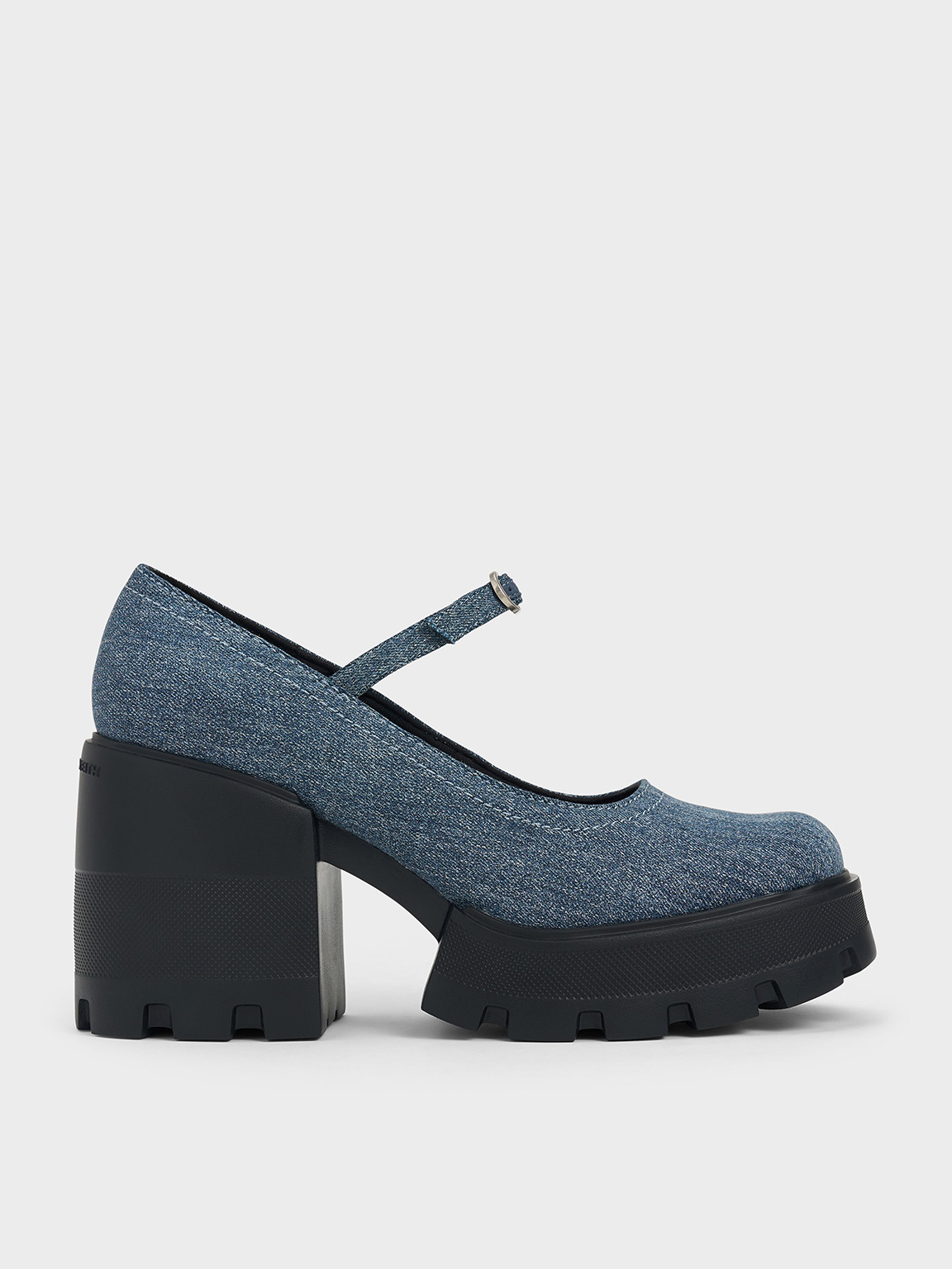 Charles & Keith - Denim Buckled Platform Mary Janes