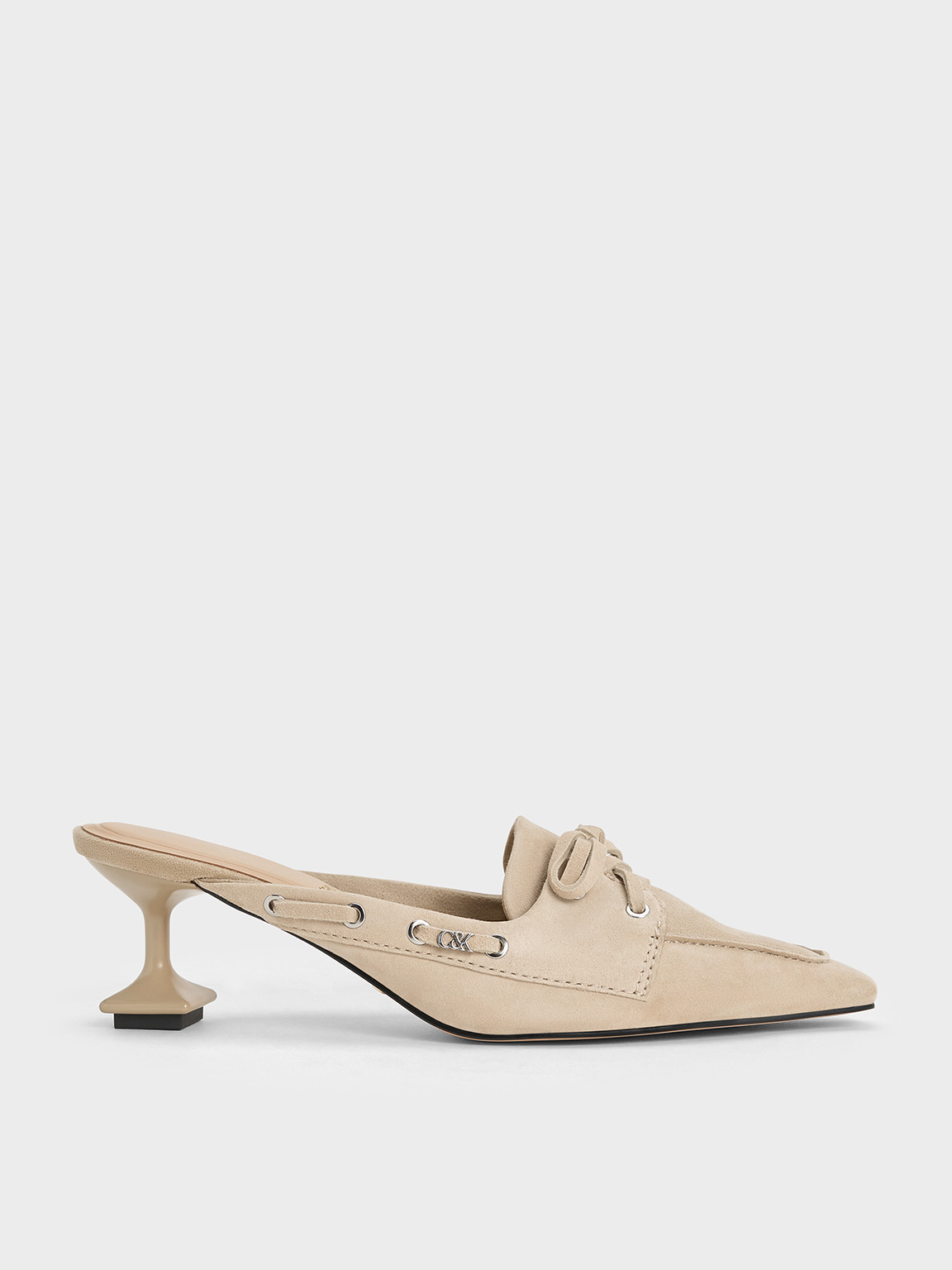 Charles & Keith - Kori Suede Lace-Up Sculptural-Heel Mules