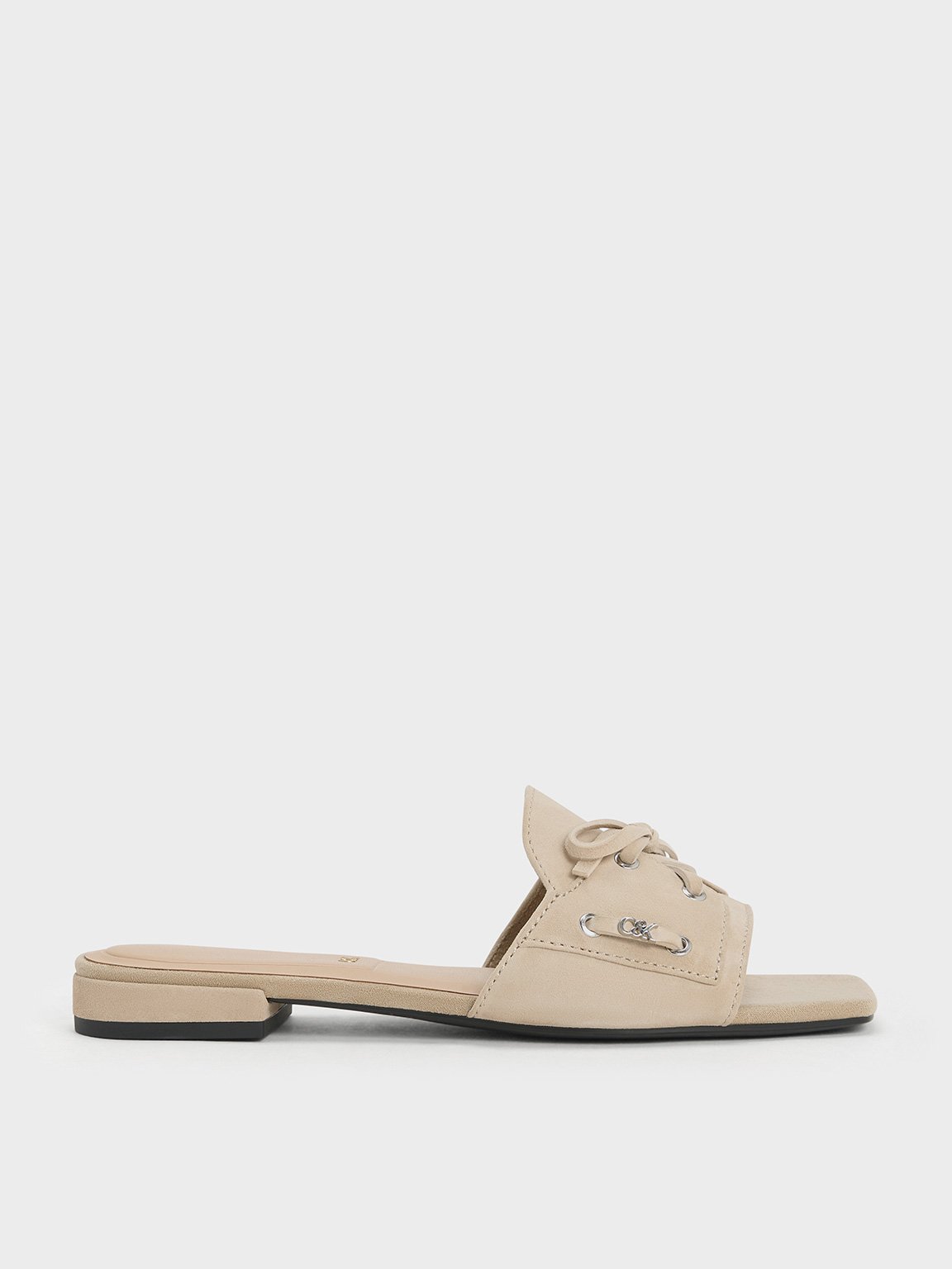 Charles & Keith - Kori Suede Lace-Up Slide Sandals