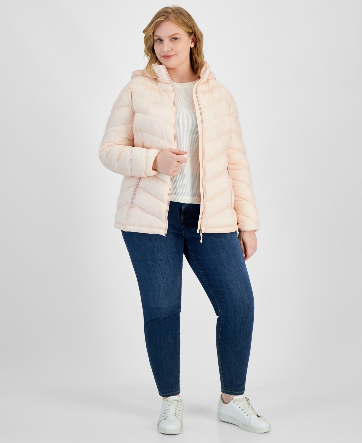 Charter Club Plus Size Packable Hooded Puffer Coat, Created for Macy's - Soft Pink