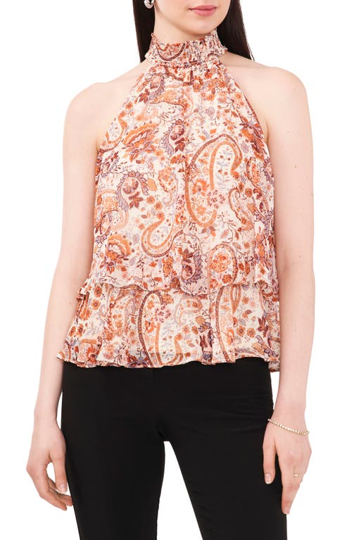 Chaus Paisley Print Smocked Halter Neck Blouse in Cream/Multi 270 at Nordstrom, Size Small