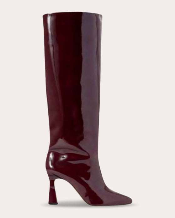 Chelsea Paris Women's Zora Patent-Leather Knee-High Boot in Cherry Lacquered Leather