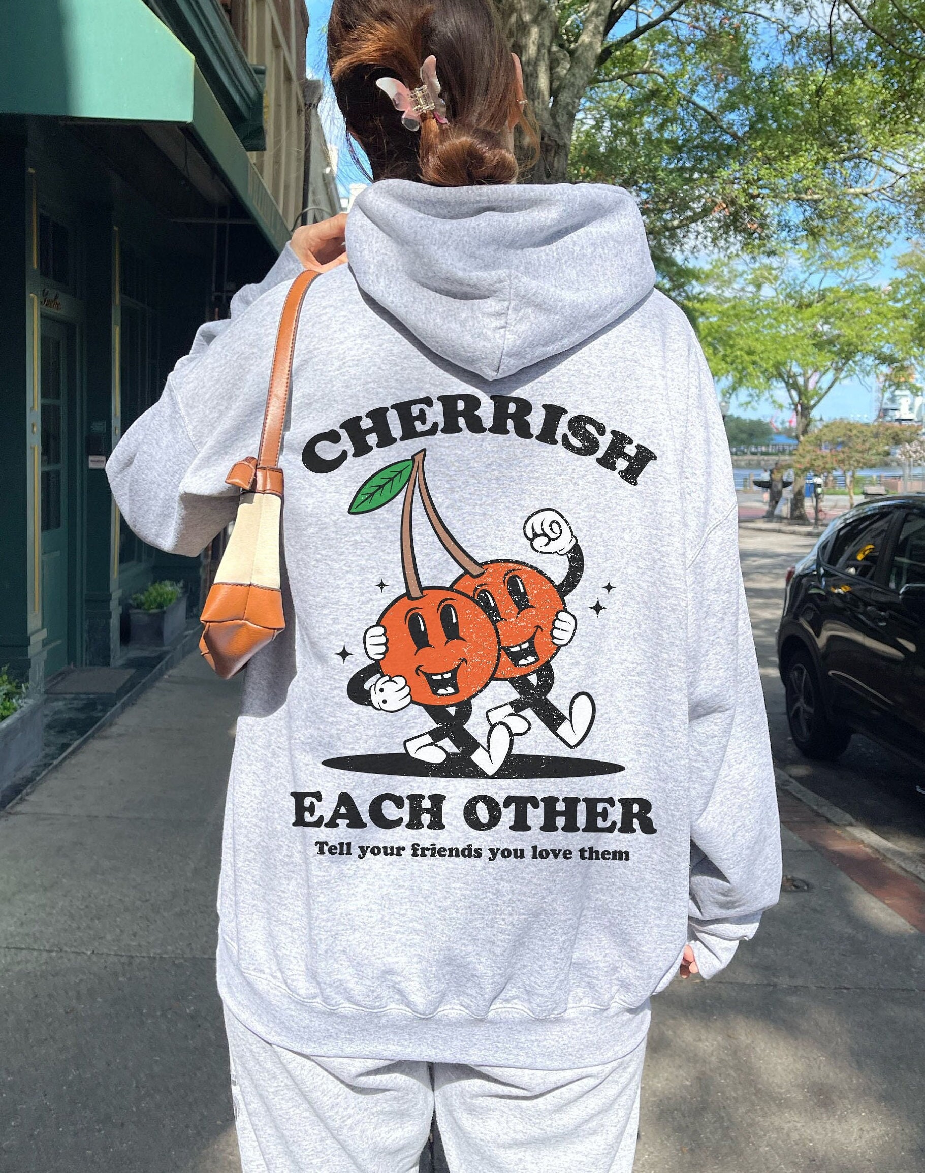 Cherrish Each Other Mental Health Sweatshirt Hoodie Vsco Y2K Clothing With Words On The Back