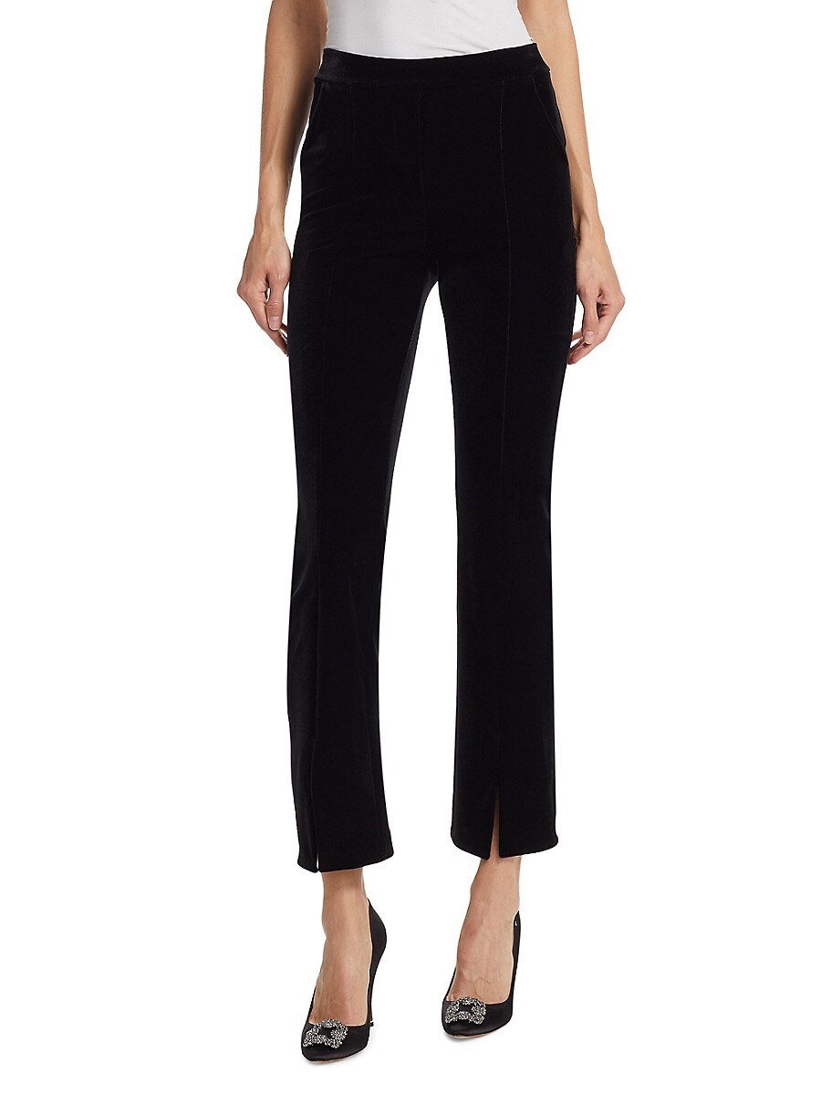 Chiara Boni La Petite Robe Women's Vika Velvet Straight-Leg Pants - Black - Size 4